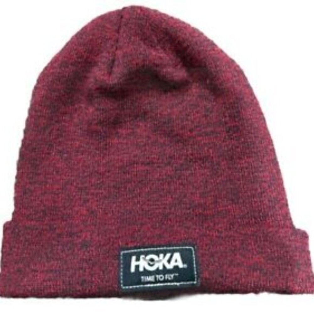 Hoka Unisex‎ Time To Fly Beanie Hat Knit Cap Burgundy Running Winter
